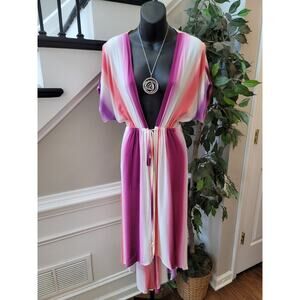 Love In Ombre Boho Maxi Dress Women's Size Small Multicolor 100% Rayon V-Neck